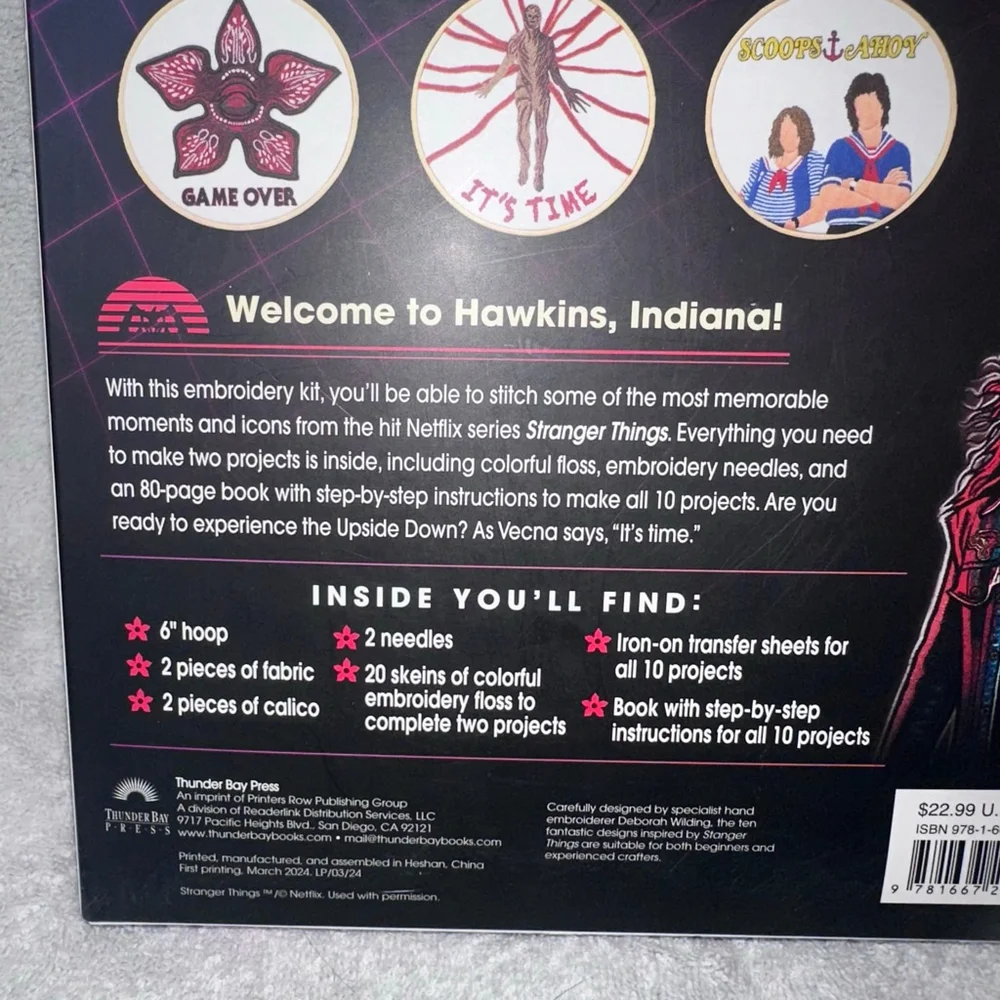 NIB 2024 Thunder Bay Press Stranger Things Embroidery Craft Kit